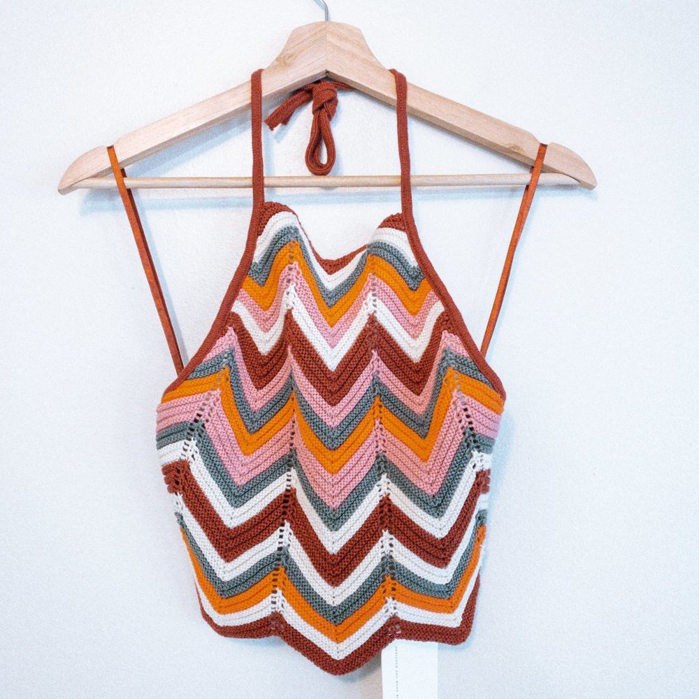 Crochet Halter Top - Retro Rainbow - Picture 5 of 8